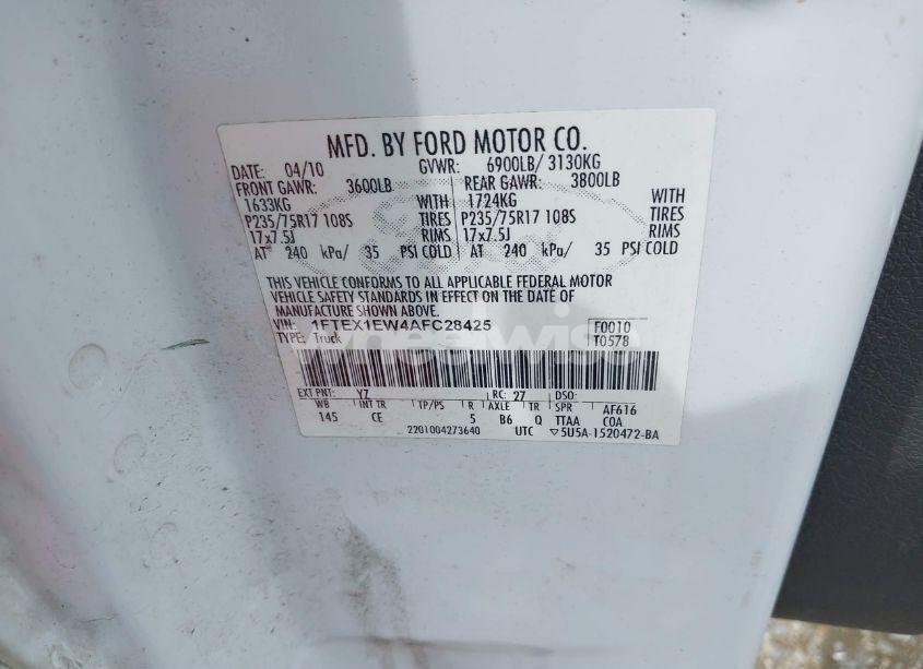 Photo 9 of 2010 Ford F-150 STX/XL (VIN 1FTEX1EW4AFC28425)