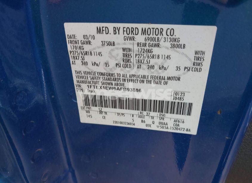 Photo 9 of 2010 Ford F-150 STX/XL (VIN 1FTEX1EW6AFB93886)