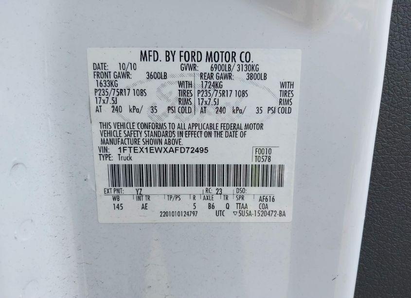 Photo 9 of 2010 Ford F-150 STX/XL (VIN 1FTEX1EWXAFD72495)