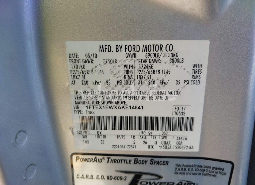 Photo 8 of 2010 Ford F-150 STX/XL (VIN 1FTEX1EWXAKE14641)