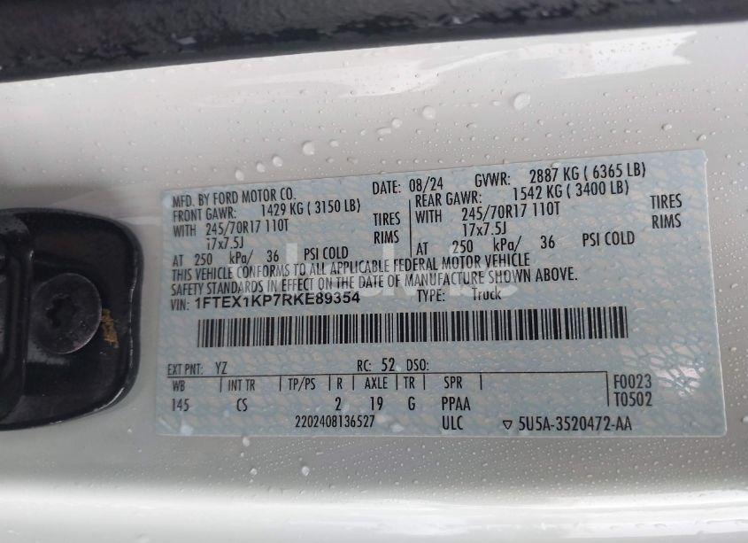 Photo 9 of 2024 Ford F-150 XL (VIN 1FTEX1KP7RKE89354)