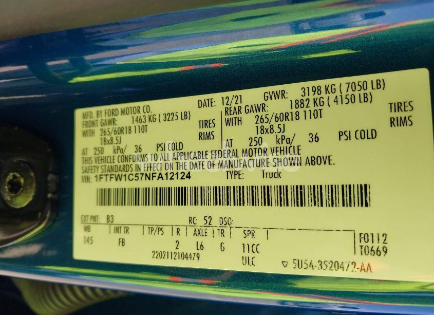 Photo 9 of 2022 Ford F-150 XLT (VIN 1FTFW1C57NFA12124)