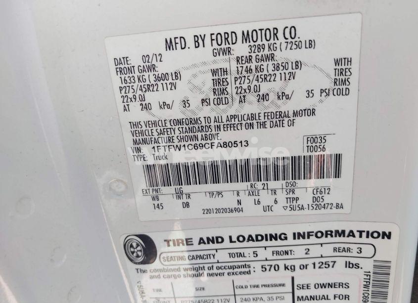 Photo 9 of 2012 Ford F-150 HARLEY-DAVIDSON (VIN 1FTFW1C69CFA80513)