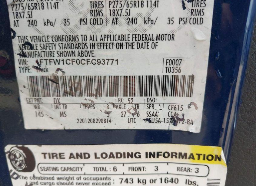 Photo 9 of 2012 Ford F-150 XLT (VIN 1FTFW1CF0CFC93771)