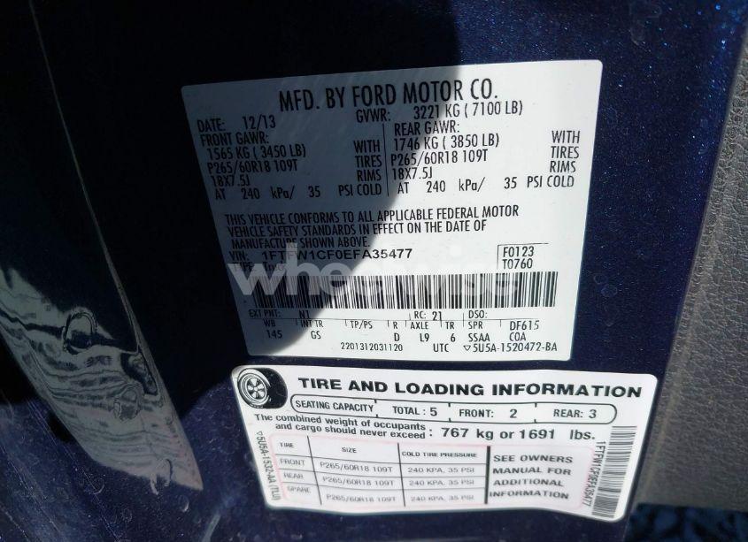 Photo 9 of 2014 Ford F-150 XLT (VIN 1FTFW1CF0EFA35477)