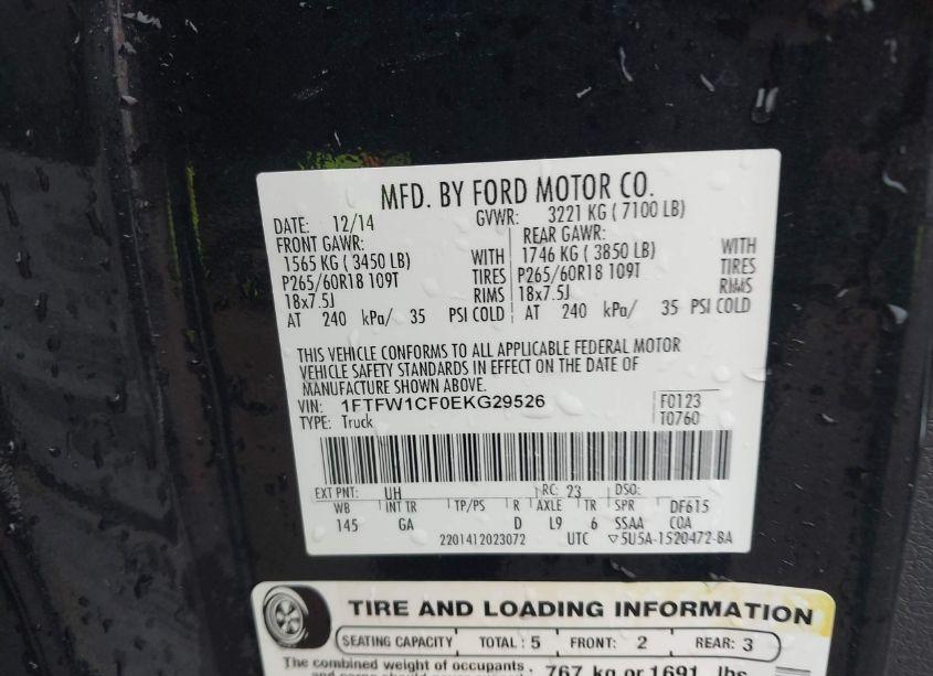 Photo 9 of 2014 Ford F-150 XLT (VIN 1FTFW1CF0EKG29526)