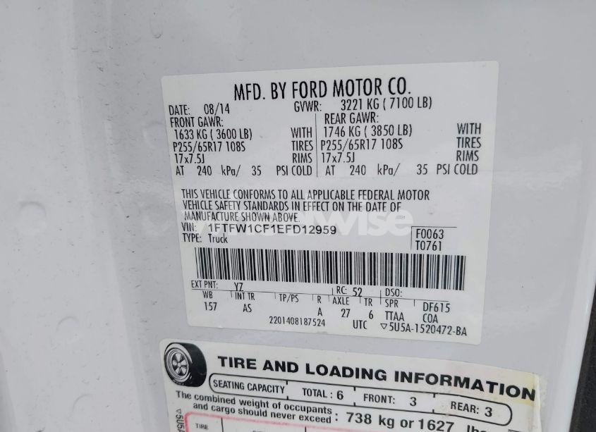 Photo 9 of 2014 Ford F-150 XL (VIN 1FTFW1CF1EFD12959)