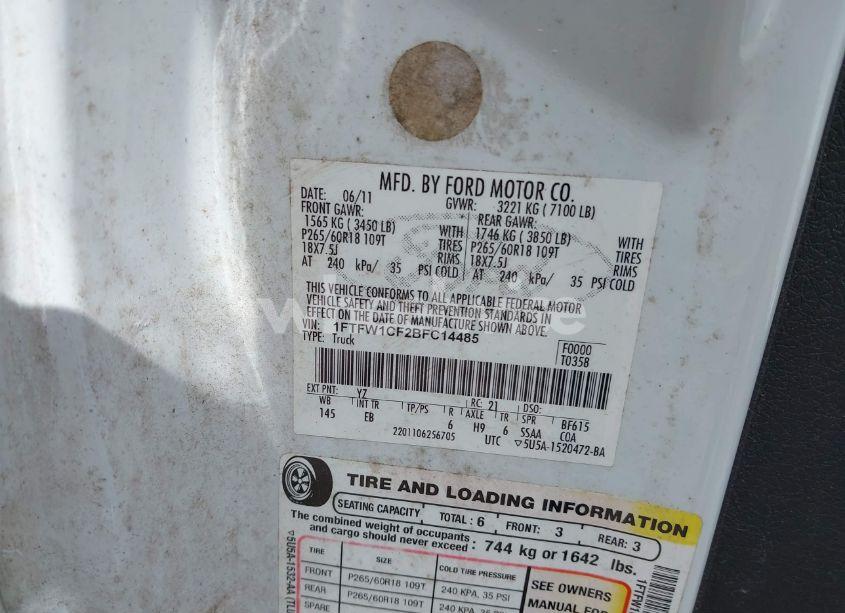 Photo 9 of 2011 Ford F-150 LARIAT (VIN 1FTFW1CF2BFC14485)