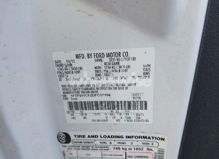 Photo 9 of 2013 Ford F-150 XLT (VIN 1FTFW1CF2DFC17194)