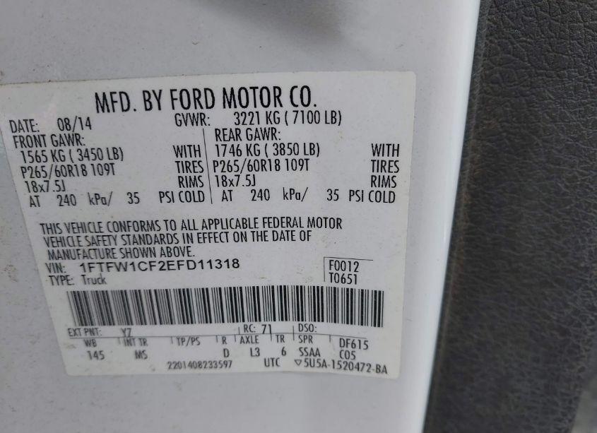 Photo 9 of 2014 Ford F-150 XLT (VIN 1FTFW1CF2EFD11318)