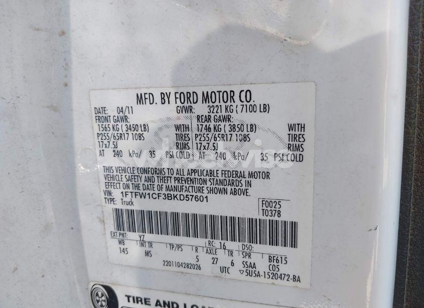 Photo 9 of 2011 Ford F-150 XLT (VIN 1FTFW1CF3BKD57601)