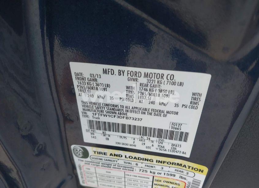 Photo 9 of 2013 Ford F-150 LARIAT (VIN 1FTFW1CF3DFB73237)