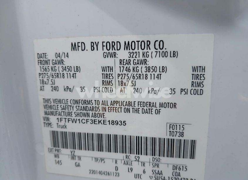 Photo 9 of 2014 Ford F-150 XLT (VIN 1FTFW1CF3EKE18935)