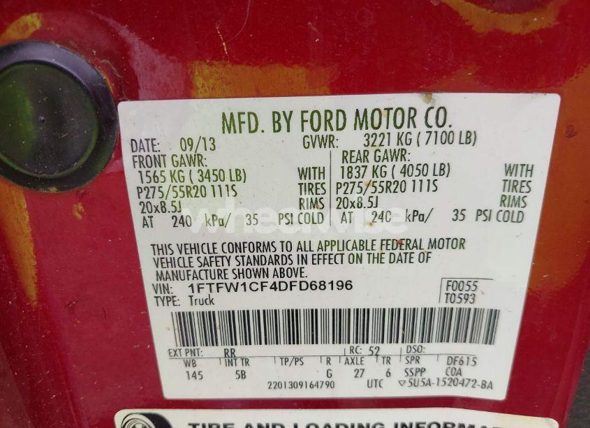 Photo 9 of 2013 Ford F-150 FX2 (VIN 1FTFW1CF4DFD68196)