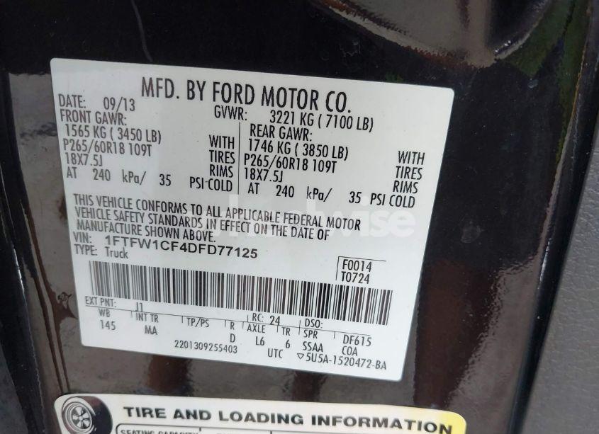 Photo 9 of 2013 Ford F-150 XLT (VIN 1FTFW1CF4DFD77125)