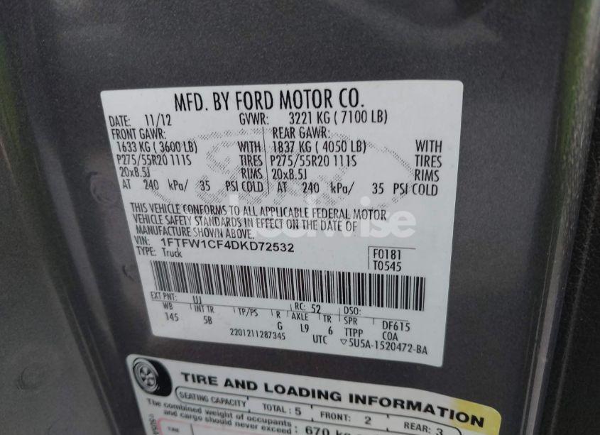 Photo 9 of 2013 Ford F-150 FX2 (VIN 1FTFW1CF4DKD72532)