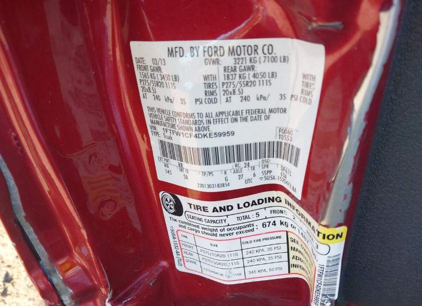 Photo 9 of 2013 Ford F-150 FX2 (VIN 1FTFW1CF4DKE59959)