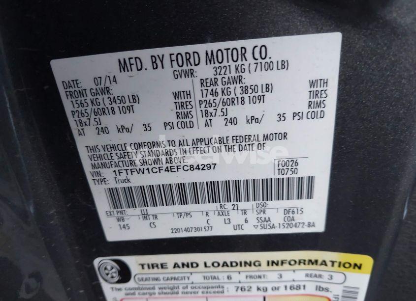 Photo 9 of 2014 Ford F-150 STX (VIN 1FTFW1CF4EFC84297)