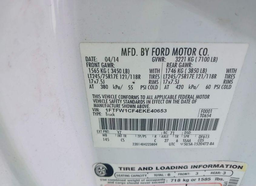 Photo 9 of 2014 Ford F-150 XL (VIN 1FTFW1CF4EKE40653)