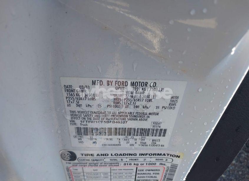 Photo 9 of 2011 Ford F-150 XLT (VIN 1FTFW1CF5BFB46327)