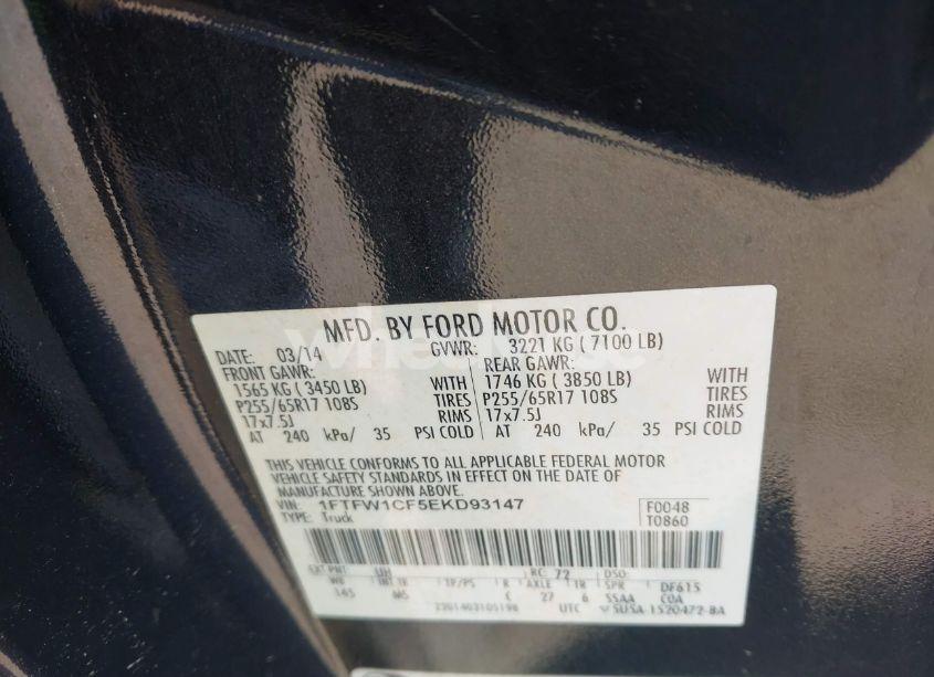 Photo 9 of 2014 Ford F-150 XLT (VIN 1FTFW1CF5EKD93147)