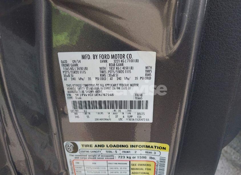 Photo 9 of 2014 Ford F-150 STX (VIN 1FTFW1CF5EKF67945)