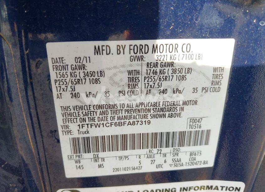 Photo 9 of 2011 Ford F-150 XLT (VIN 1FTFW1CF6BFA87319)