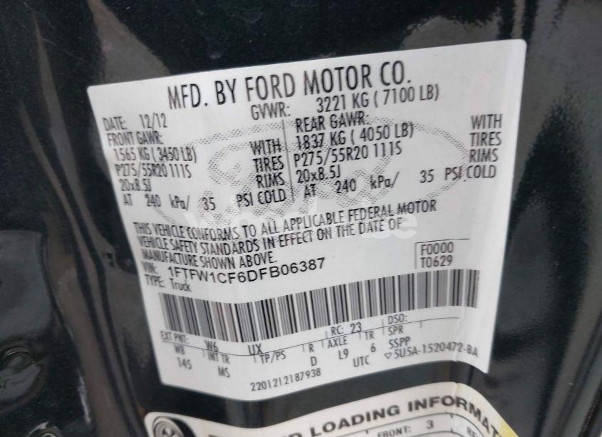 Photo 9 of 2013 Ford F-150 XLT (VIN 1FTFW1CF6DFB06387)