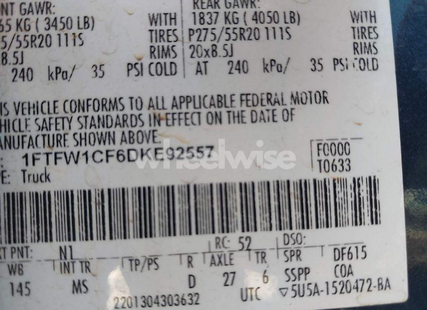 Photo 9 of 2013 Ford F-150 XLT (VIN 1FTFW1CF6DKE92557)