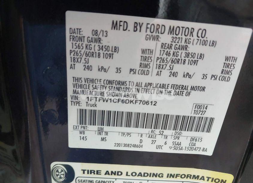 Photo 9 of 2013 Ford F-150 XLT (VIN 1FTFW1CF6DKF70612)