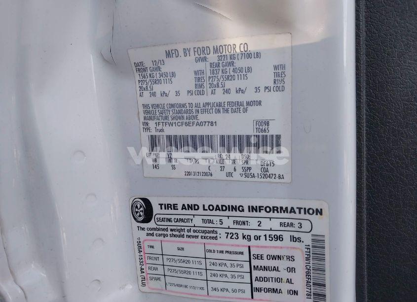 Photo 9 of 2014 Ford F-150 STX (VIN 1FTFW1CF6EFA07781)