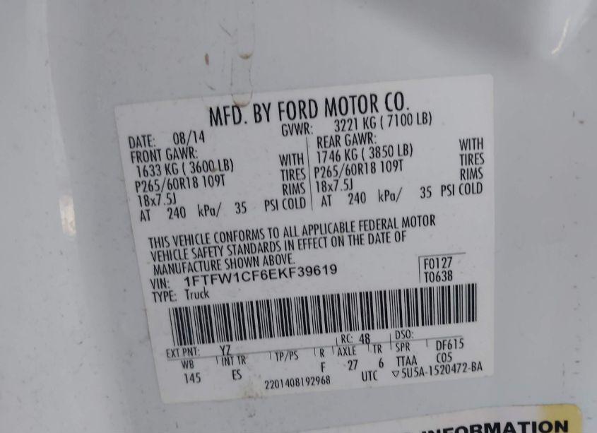 Photo 9 of 2014 Ford F-150 LARIAT (VIN 1FTFW1CF6EKF39619)