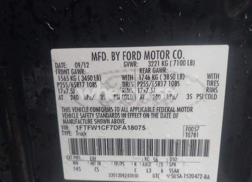 Photo 9 of 2013 Ford F-150 XL (VIN 1FTFW1CF7DFA18075)