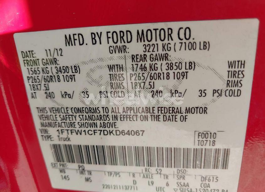 Photo 9 of 2013 Ford F-150 XLT (VIN 1FTFW1CF7DKD64067)