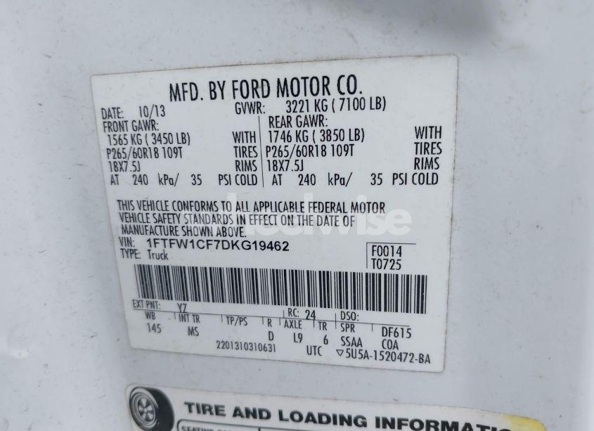 Photo 9 of 2013 Ford F-150 XLT (VIN 1FTFW1CF7DKG19462)