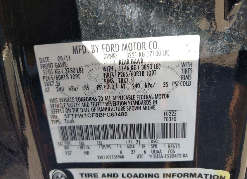 Photo 9 of 2011 Ford F-150 LARIAT (VIN 1FTFW1CF8BFC83486)