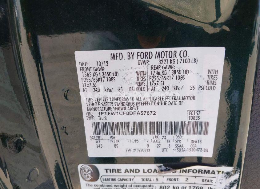 Photo 9 of 2013 Ford F-150 XLT (VIN 1FTFW1CF8DFA57872)