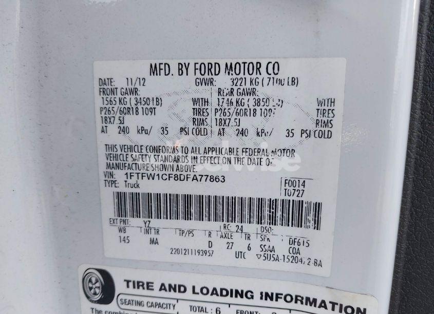 Photo 9 of 2013 Ford F-150 XLT (VIN 1FTFW1CF8DFA77863)