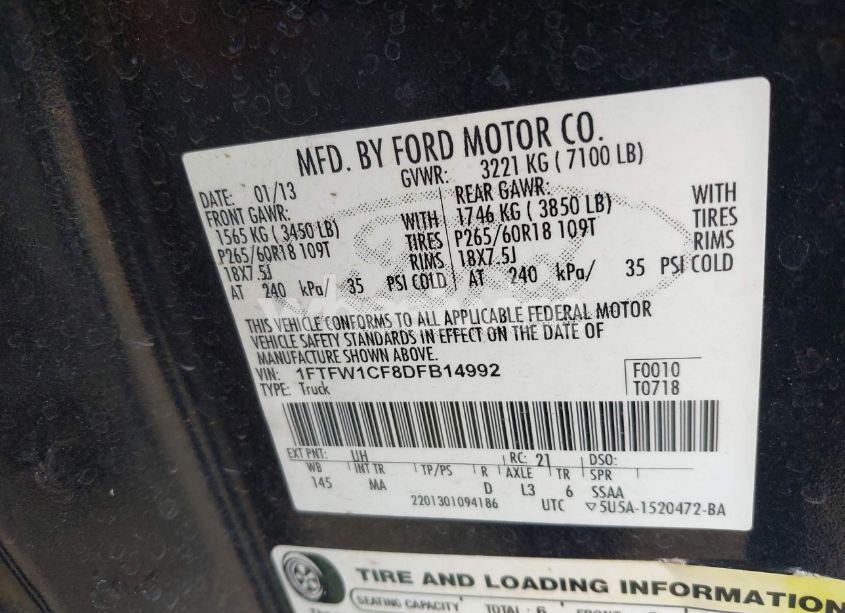 Photo 9 of 2013 Ford F-150 XLT (VIN 1FTFW1CF8DFB14992)