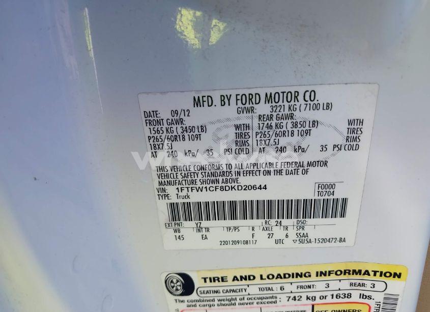 Photo 9 of 2013 Ford F-150 LARIAT (VIN 1FTFW1CF8DKD20644)