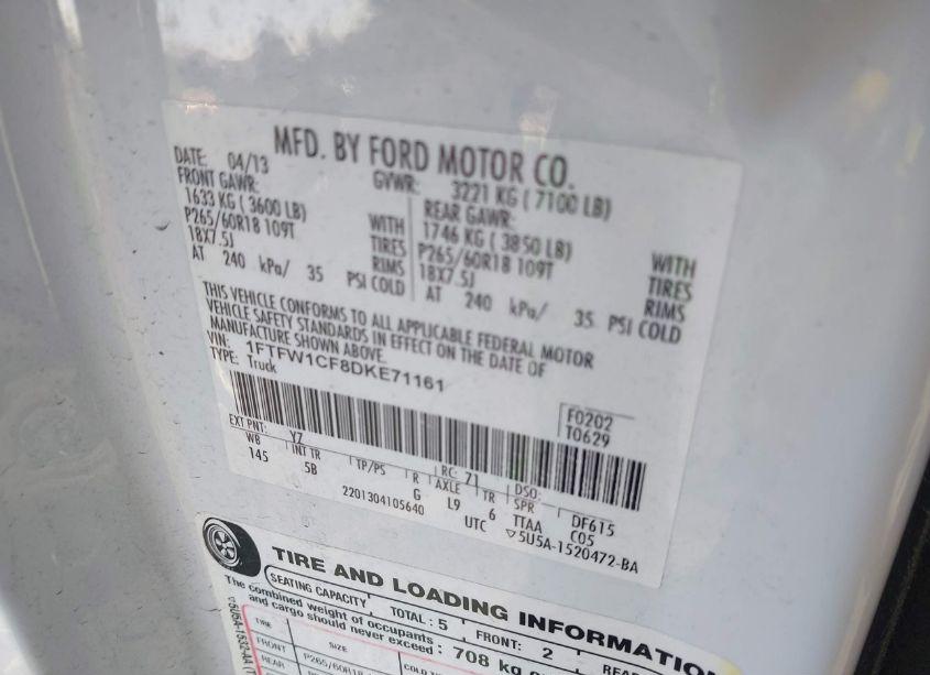 Photo 9 of 2013 Ford F-150 FX2 (VIN 1FTFW1CF8DKE71161)