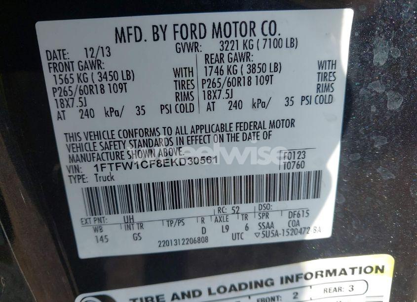 Photo 9 of 2014 Ford F-150 XLT (VIN 1FTFW1CF8EKD30561)