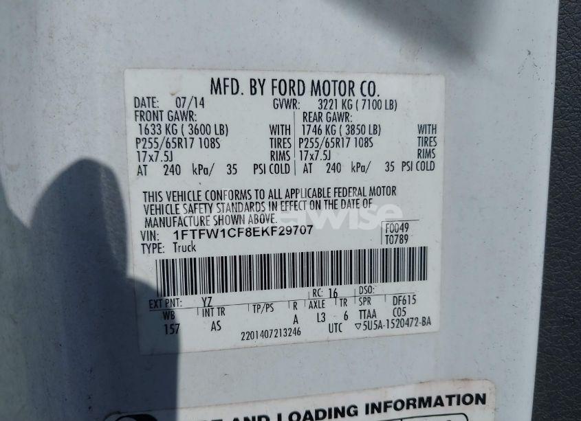 Photo 9 of 2014 Ford F-150 XL (VIN 1FTFW1CF8EKF29707)