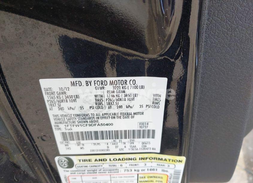 Photo 9 of 2013 Ford F-150 XLT (VIN 1FTFW1CF9DFA50400)