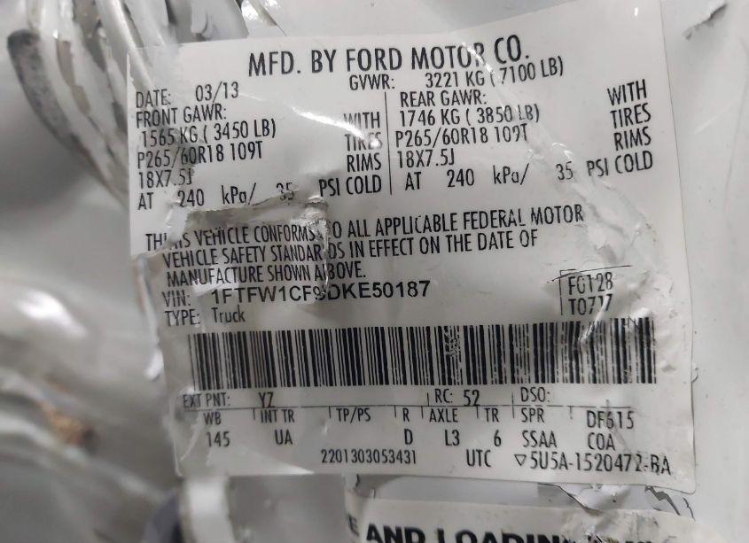 Photo 9 of 2013 Ford F-150 XLT (VIN 1FTFW1CF9DKE50187)