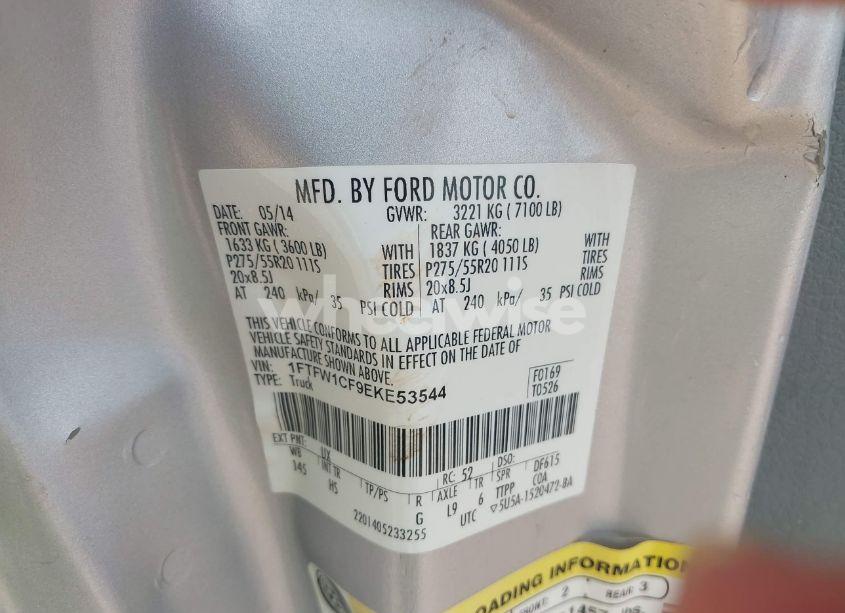 Photo 9 of 2014 Ford F-150 LARIAT (VIN 1FTFW1CF9EKE53544)