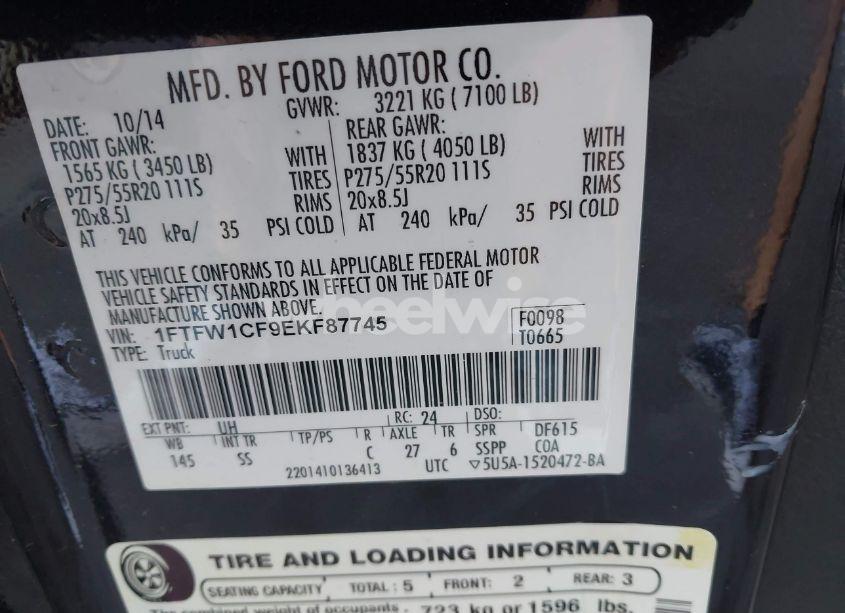 Photo 9 of 2014 Ford F-150 STX (VIN 1FTFW1CF9EKF87745)