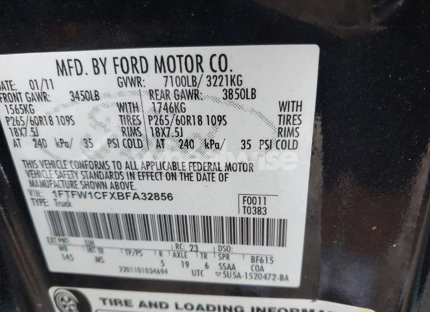 Photo 9 of 2011 Ford F-150 XLT (VIN 1FTFW1CFXBFA32856)