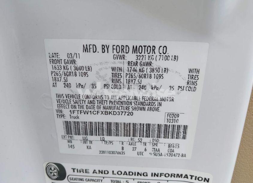 Photo 9 of 2011 Ford F-150 KING RANCH (VIN 1FTFW1CFXBKD37720)