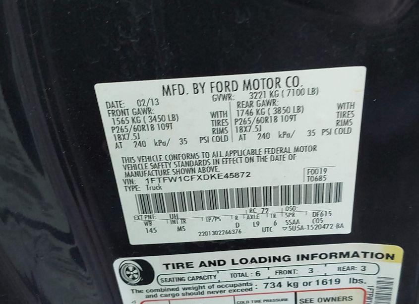 Photo 9 of 2013 Ford F-150 XLT (VIN 1FTFW1CFXDKE45872)